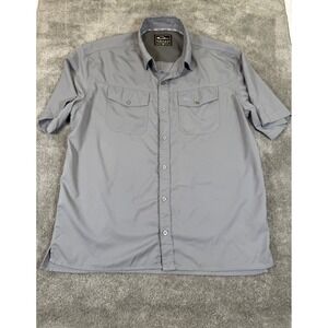Drake Waterfowl Mens Large Gray Short Sleeve Ripstop Fishing Hunting Shirt L